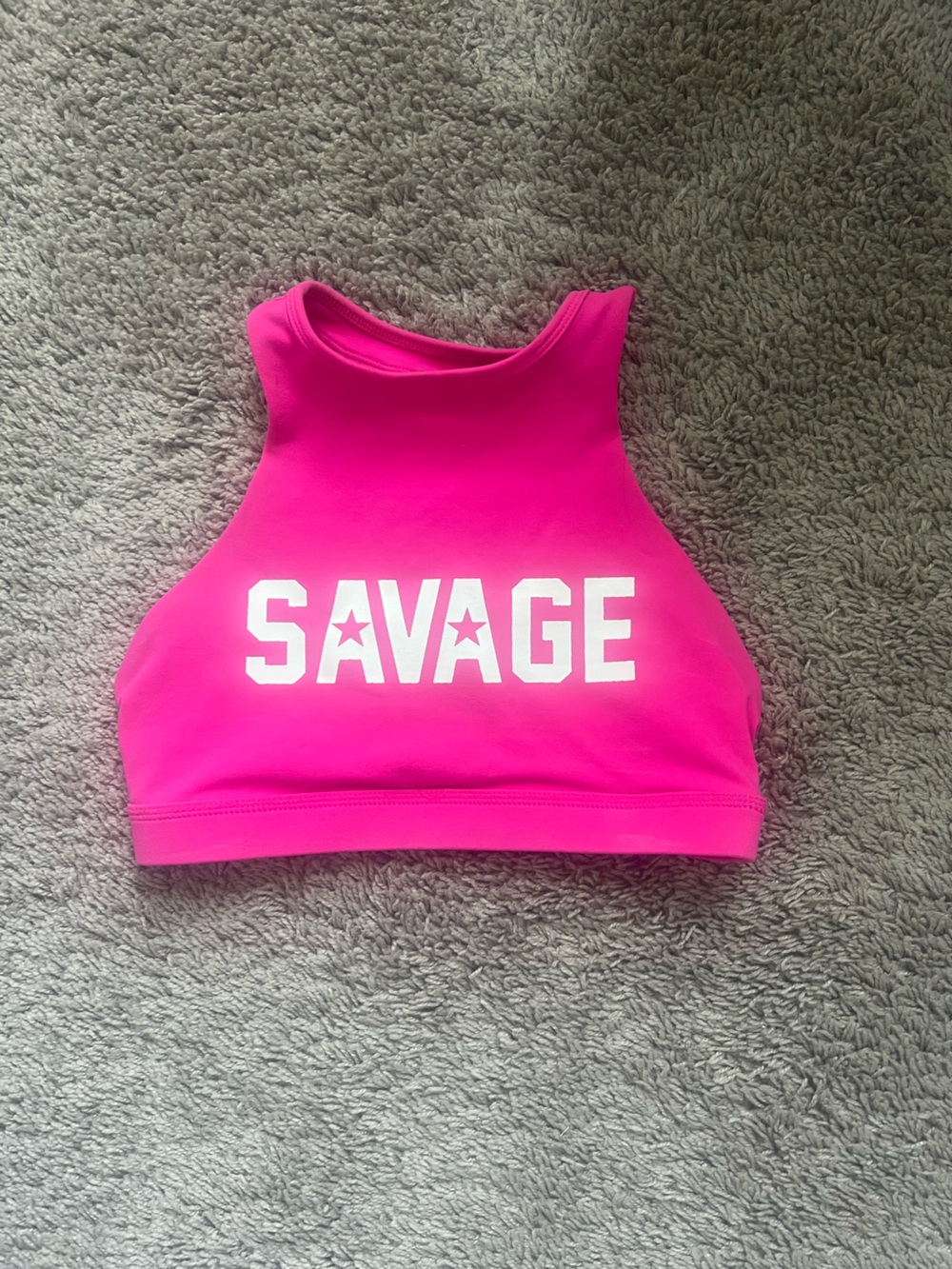 Savage Barbell Hot Pink and Cream Athletic Crop Top